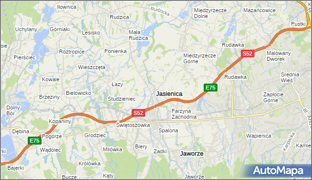 mapa Jasienica powiat bielski, Jasienica powiat bielski na mapie Targeo