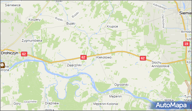 mapa Klekotowo gmina Siemiatycze, Klekotowo gmina Siemiatycze na mapie Targeo