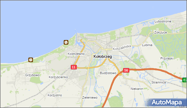 mapa Kołobrzegu, Kołobrzeg na mapie Targeo