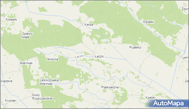 mapa Łączki gmina Łyse, Łączki gmina Łyse na mapie Targeo