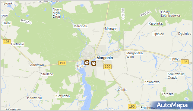 mapa Margonin, Margonin na mapie Targeo