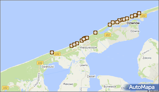 mapa Międzywodzie, Międzywodzie na mapie Targeo