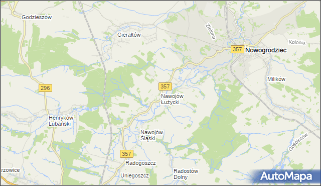 mapa Nawojów Łużycki, Nawojów Łużycki na mapie Targeo