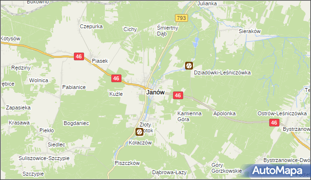 mapa Ponik gmina Janów, Ponik gmina Janów na mapie Targeo