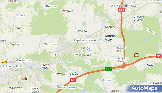 mapa Przygoń, Przygoń na mapie Targeo