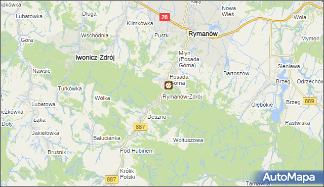 mapa Rymanów-Zdrój, Rymanów-Zdrój na mapie Targeo