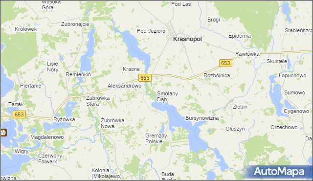 mapa Smolany Dąb, Smolany Dąb na mapie Targeo