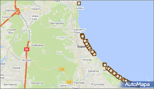 mapa Sopotu, Sopot na mapie Targeo