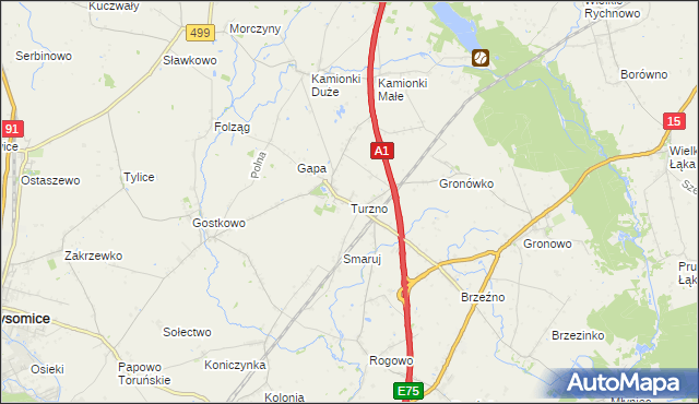 mapa Turzno gmina Łysomice, Turzno gmina Łysomice na mapie Targeo