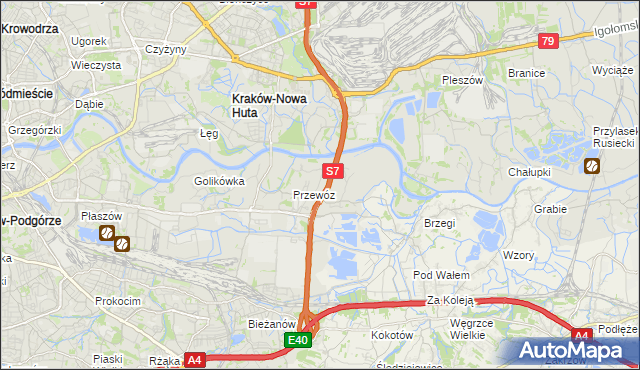 mapa Ulica gmina Kraków, Ulica gmina Kraków na mapie Targeo