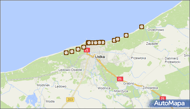 mapa Ustka, Ustka na mapie Targeo