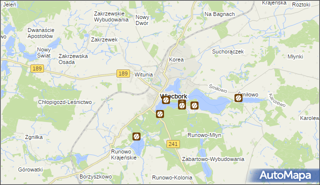 mapa Więcbork, Więcbork na mapie Targeo