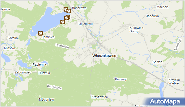 mapa Włoszakowice, Włoszakowice na mapie Targeo