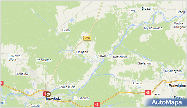 mapa Żądłowice, Żądłowice na mapie Targeo