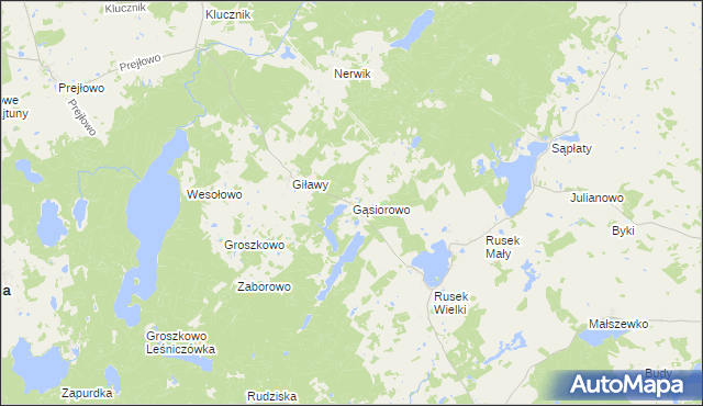 mapa Gąsiorowo gmina Purda, Gąsiorowo gmina Purda na mapie Targeo