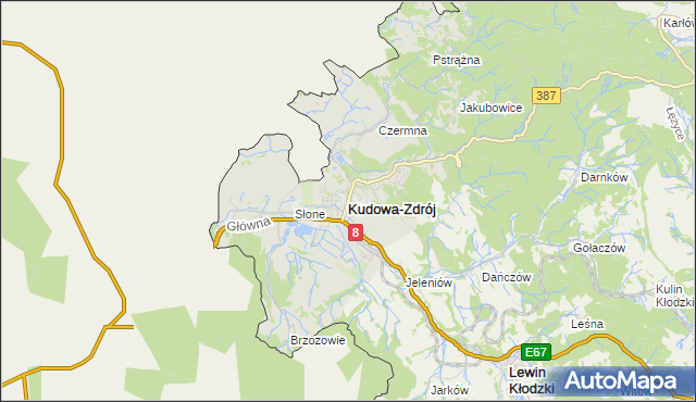 mapa Kudowa-Zdrój, Kudowa-Zdrój na mapie Targeo