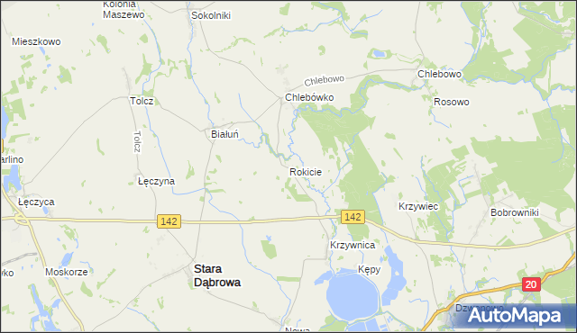 mapa Rokicie gmina Stara Dąbrowa, Rokicie gmina Stara Dąbrowa na mapie Targeo