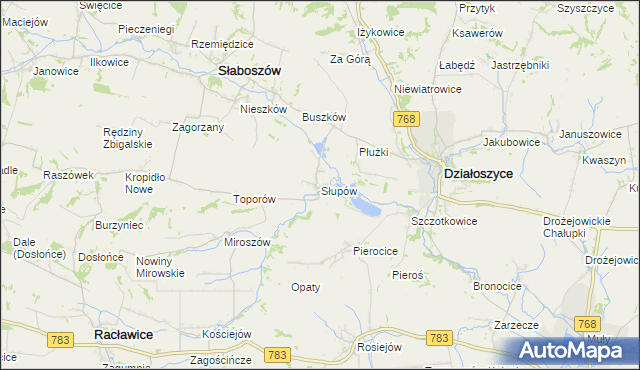 mapa Słupów, Słupów na mapie Targeo