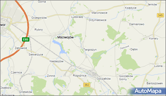 mapa Targoszyn, Targoszyn na mapie Targeo