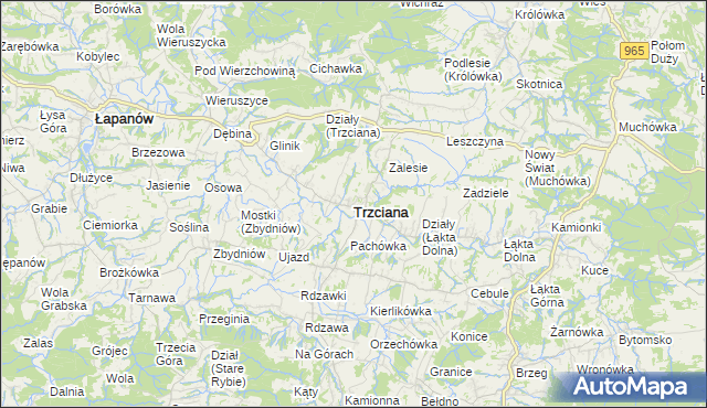 mapa Trzciana powiat bocheński, Trzciana powiat bocheński na mapie Targeo