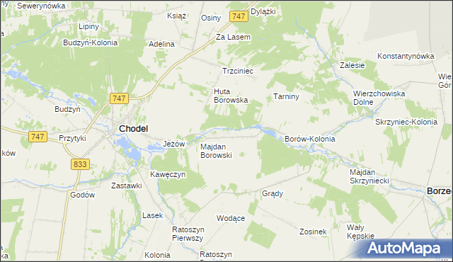 mapa Borów gmina Chodel, Borów gmina Chodel na mapie Targeo