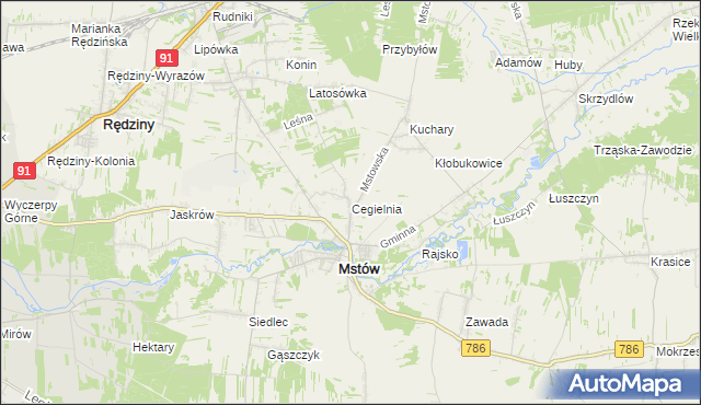 mapa Cegielnia gmina Mstów, Cegielnia gmina Mstów na mapie Targeo