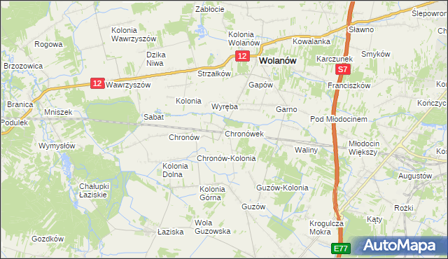 mapa Chronówek, Chronówek na mapie Targeo