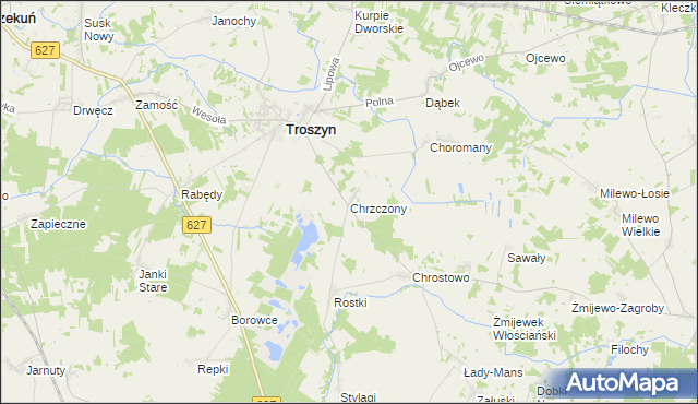 mapa Chrzczony gmina Troszyn, Chrzczony gmina Troszyn na mapie Targeo