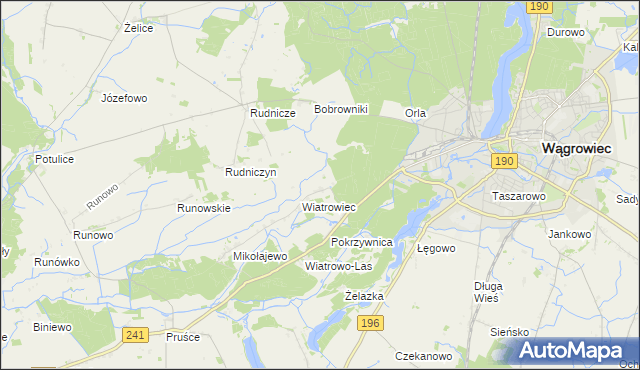 mapa Dębina gmina Wągrowiec, Dębina gmina Wągrowiec na mapie Targeo