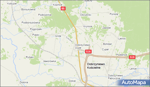 mapa Dobrzyniewo Duże, Dobrzyniewo Duże na mapie Targeo