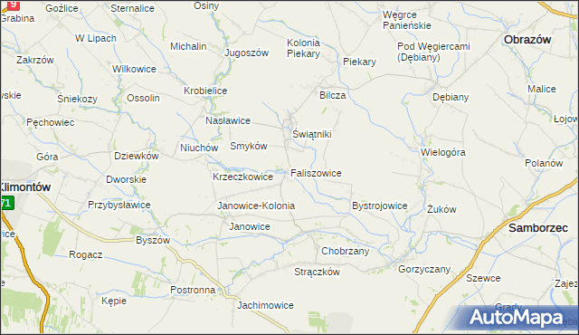 mapa Faliszowice, Faliszowice na mapie Targeo
