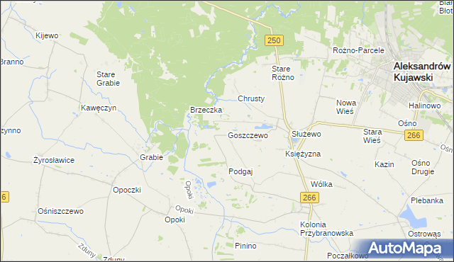mapa Goszczewo gmina Aleksandrów Kujawski, Goszczewo gmina Aleksandrów Kujawski na mapie Targeo