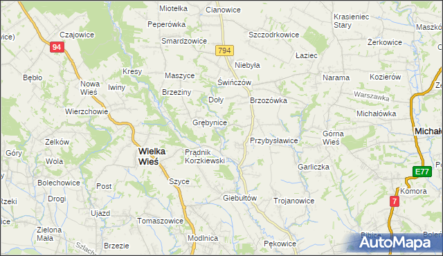 mapa Korzkiew, Korzkiew na mapie Targeo