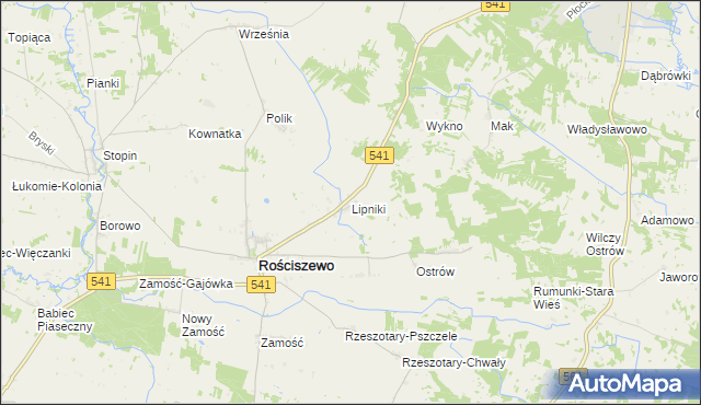 mapa Lipniki gmina Rościszewo, Lipniki gmina Rościszewo na mapie Targeo