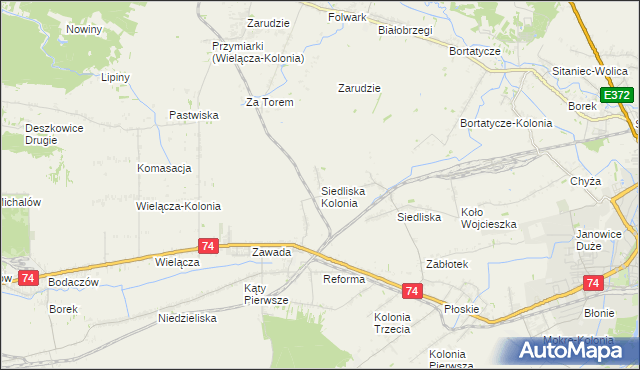 mapa Siedliska Kolonia, Siedliska Kolonia na mapie Targeo