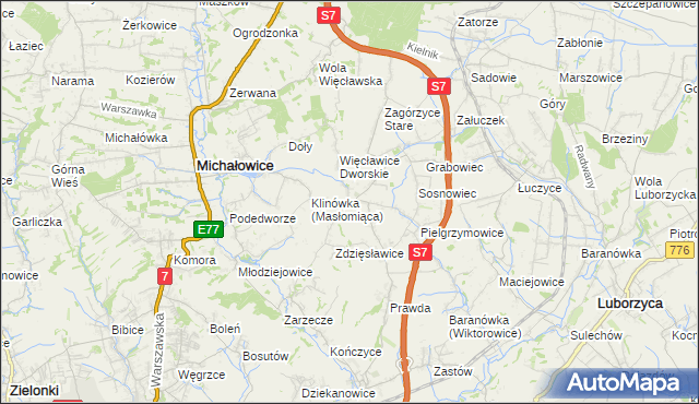 mapa Więcławice Stare, Więcławice Stare na mapie Targeo