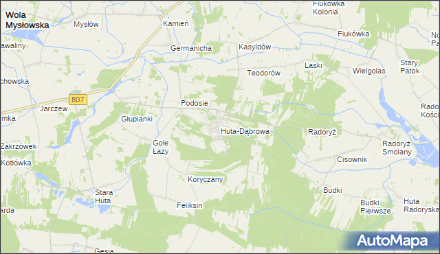 mapa Huta-Dąbrowa, Huta-Dąbrowa na mapie Targeo