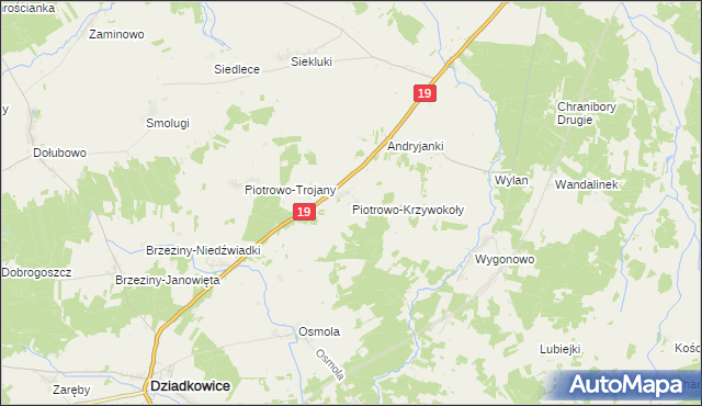 mapa Piotrowo-Krzywokoły, Piotrowo-Krzywokoły na mapie Targeo