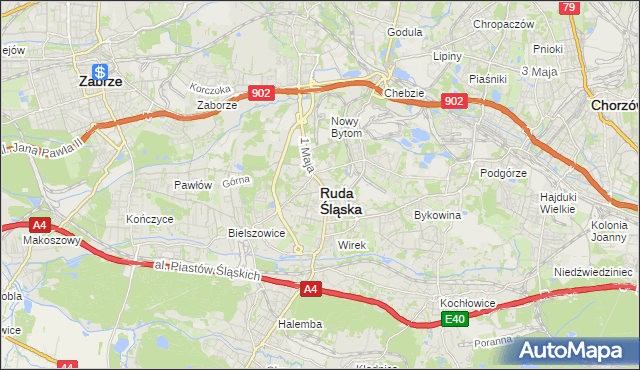 mapa Rudy Śląskiej, Ruda Śląska na mapie Targeo