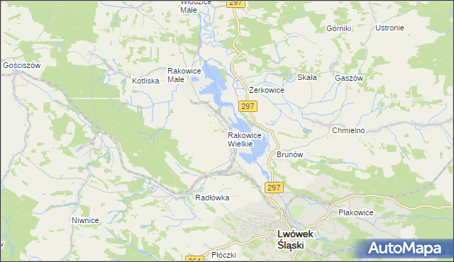 mapa Rakowice Wielkie, Rakowice Wielkie na mapie Targeo