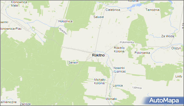 mapa Rokitno powiat bialski, Rokitno powiat bialski na mapie Targeo