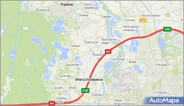 mapa Rudka gmina Wierzchosławice, Rudka gmina Wierzchosławice na mapie Targeo