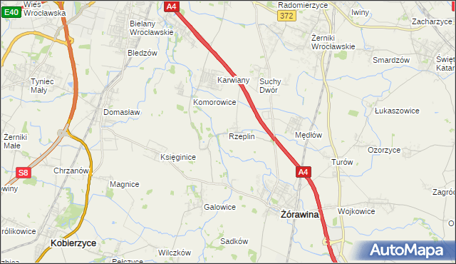 mapa Rzeplin gmina Żórawina, Rzeplin gmina Żórawina na mapie Targeo