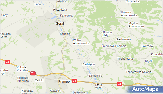 mapa Abramów gmina Goraj, Abramów gmina Goraj na mapie Targeo