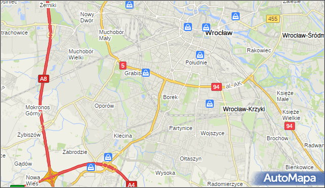 mapa Borek gmina Wrocław, Borek gmina Wrocław na mapie Targeo