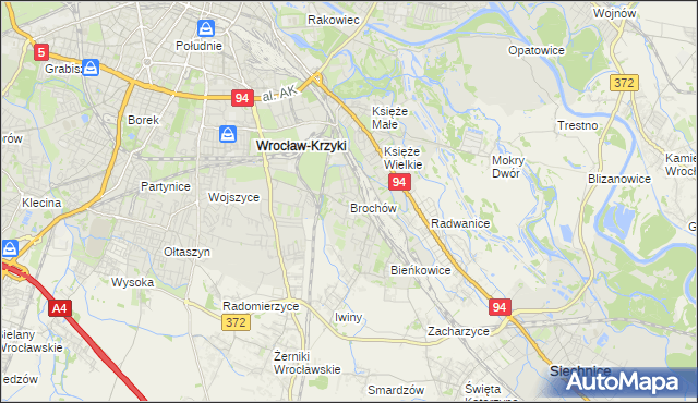 mapa Brochów gmina Wrocław, Brochów gmina Wrocław na mapie Targeo