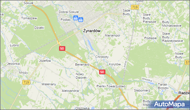 mapa Chroboty, Chroboty na mapie Targeo