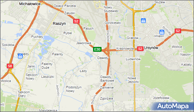 mapa Dawidy gmina Raszyn, Dawidy gmina Raszyn na mapie Targeo