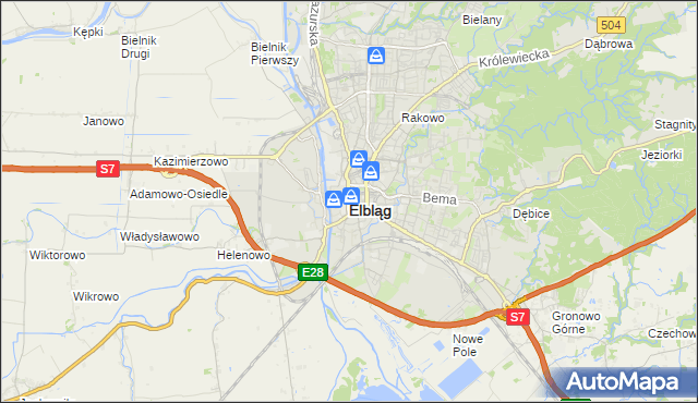 mapa Elbląga, Elbląg na mapie Targeo