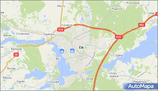 mapa Ełku, Ełk na mapie Targeo